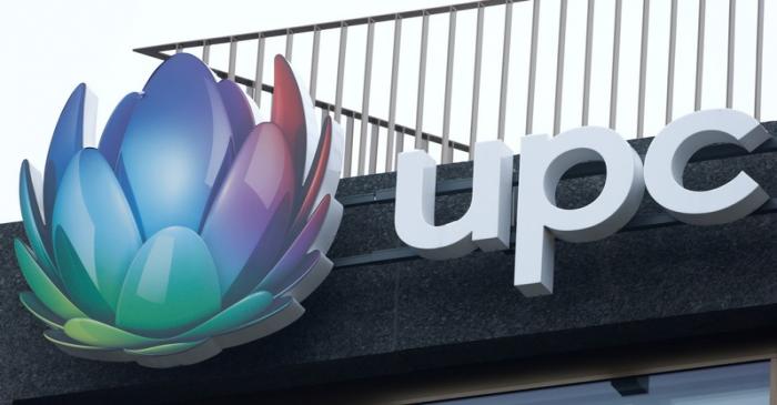 FILE PHOTO: Logo of UPC Schweiz is seen in Wallisellen