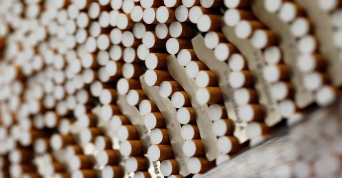 Cigarettes are seen during manufacturing process in BAT Cigarette Factory in Bayreuth