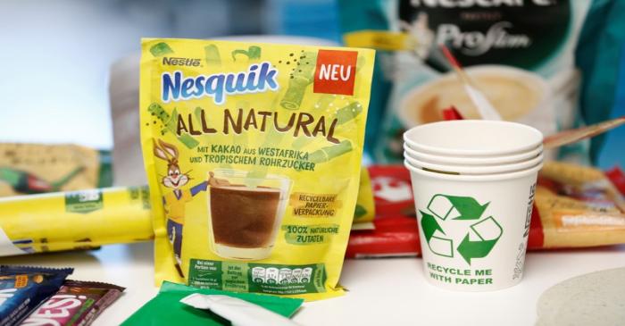 Packagings are pictured during a media visit for the inauguration of the Nestle Institute of