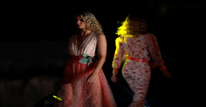 Models present creations by Elisabetta Franchi during the Malta Fashion Awards, the climax of