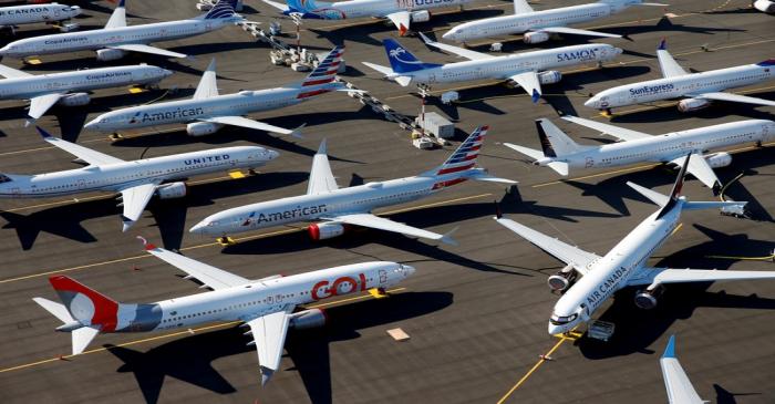 FILE PHOTO: Grounded Boeing 737 MAX aircraft are seen parked at Boeing Field in Seattle