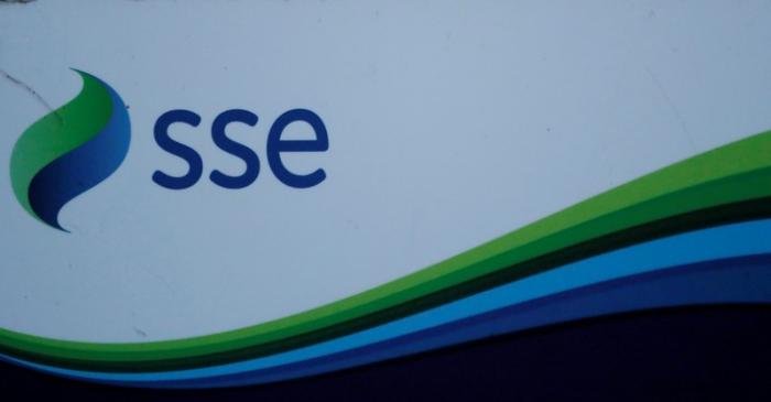 FILE PHOTO: An SSE company logo is seen on signage outside the Pitlochry Dam hydro electric