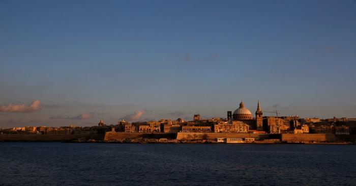 FILE PHOTO: The skyline of Valletta, dominated by the church spire and tower of St Paul's