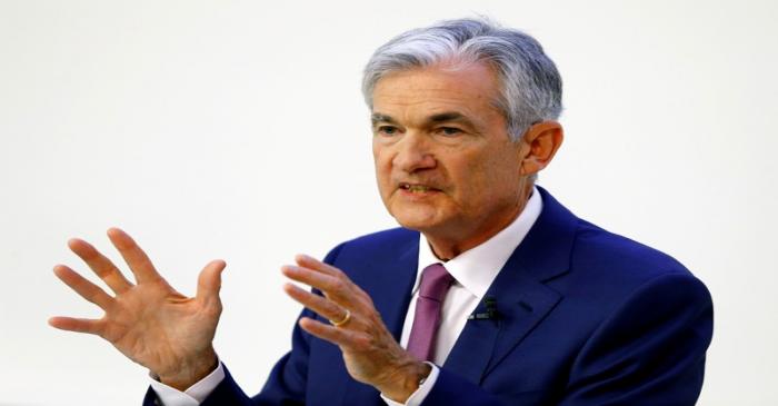 FILE PHOTO: U.S. Federal Reserve Chairman Jerome Powell speaks at a panel discussion at the