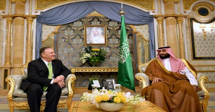 U.S. Secretary of State Mike Pompeo takes part in a meeting with Saudi Arabia's Crown Prince