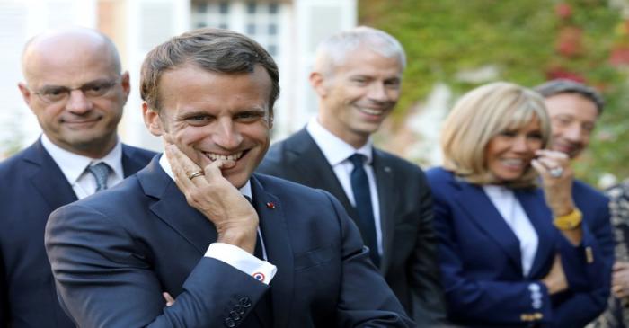 FILE PHOTO: French President Emmanuel Macron visits the Chateau de By (