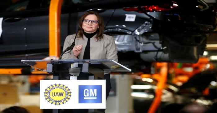 FILE PHOTO: General Motors Chief Executive Officer Mary Barra announces a major investment