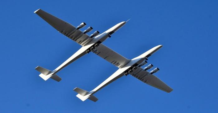 The world's largest airplane, built by the late Paul Allen's company Stratolaunch Systems,