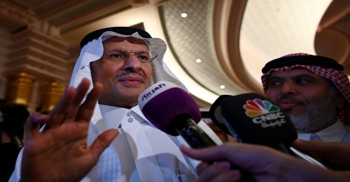 FILE PHOTO: Saudi Energy minister Prince Abdulaziz bin Salman speaks to the media after a news
