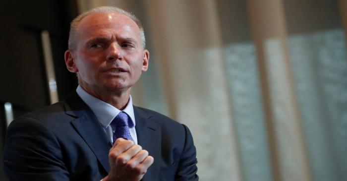 Boeing Chairman, President and CEO Dennis Muilenburg  speaks at the New York Economic club