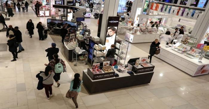 People shop at Macy's Department store in New York