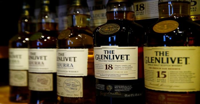 FILE PHOTO: Bottles of single malt scotch whisky The Glenlivet, part of the Pernod Ricard