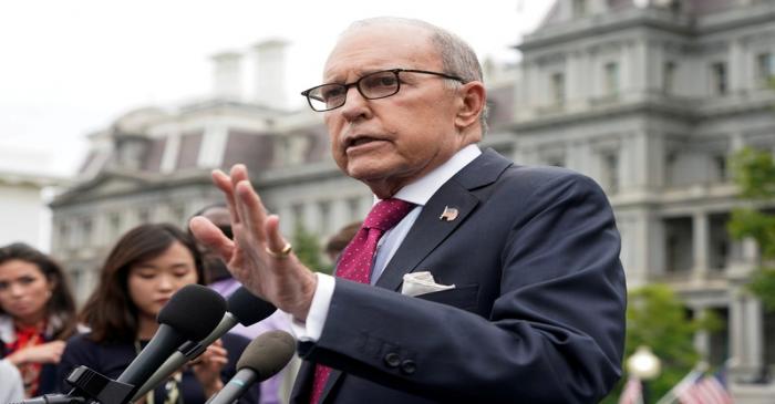 FILE PHOTO: White House economic adviser Larry Kudlow speaks to the media at the White House in