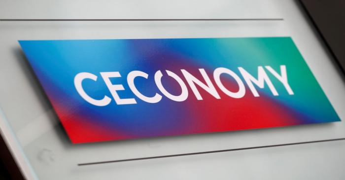 FILE PHOTO: The logo of Ceconomy AG is pictured at the company's headquarters in Duesseldorf