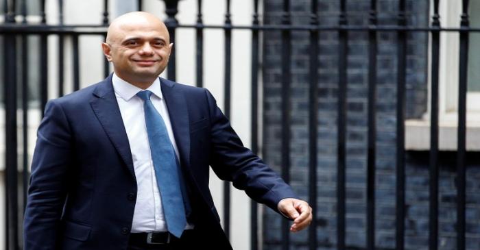 FILE PHOTO: Britain's Chancellor of the Exchequer Sajid Javid is seen outside Downing Street in