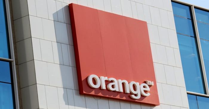 The logo of Orange Egypt Telecommunications Co. is pictured in Cairo