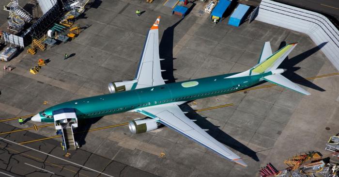 FILE PHOTO: An unpainted Boeing 737 MAX aircraft is seen parked in an aerial photo at Renton
