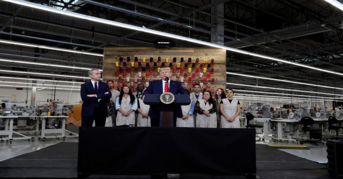 U.S. President Donald Trump visits the Louis Vuitton Rochambeau Ranch leather workshop in