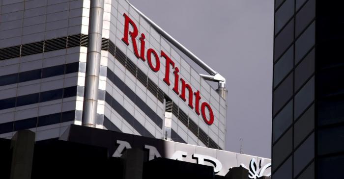 FILE PHOTO: A sign adorns the building where mining company Rio Tinto has their office in