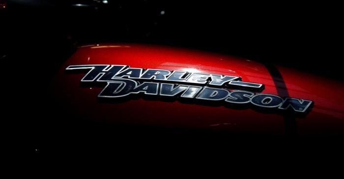 FILE PHOTO: The logo of U.S. motorcycle company Harley-Davidson is seen on one of their models