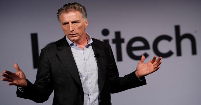 CEO Darrell of the computer peripherals maker Logitech addresses a news conference in Zurich