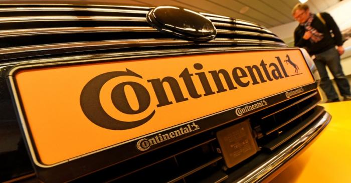 FILE PHOTO: Logo of German tyre company Continental  is seen before the annual news conference
