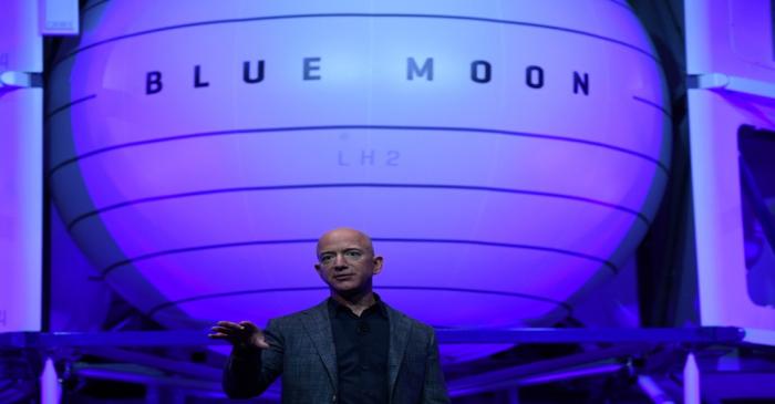 Founder, Chairman, CEO and President of Amazon Jeff Bezos unveils his space company Blue