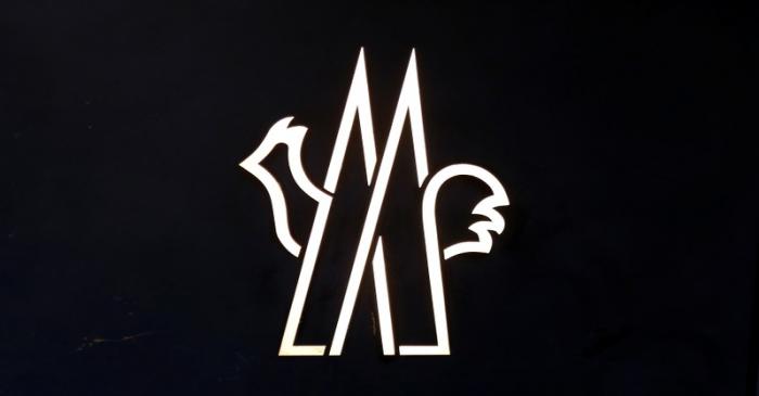 The logo of Moncler is seen in a shop in downtown Rome
