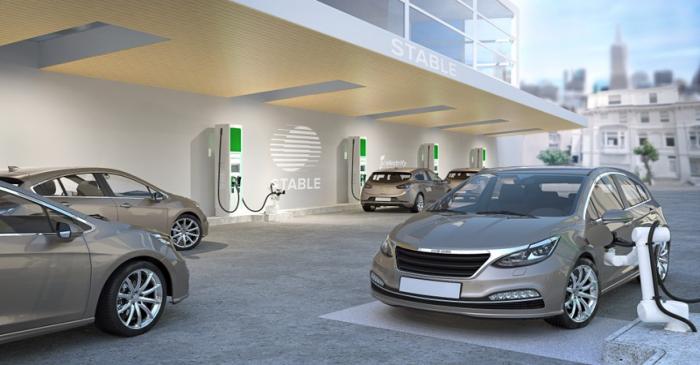 Future charging facility for autonomous vehicles using Stable robotics and Electrify America