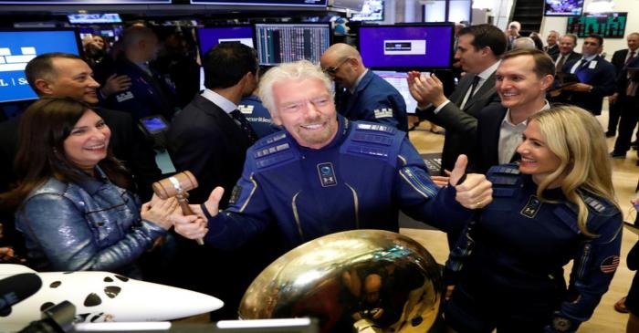Sir Richard Branson rings bell on floor of New York Stock Exchange as Virgin Galactic (SPCE)