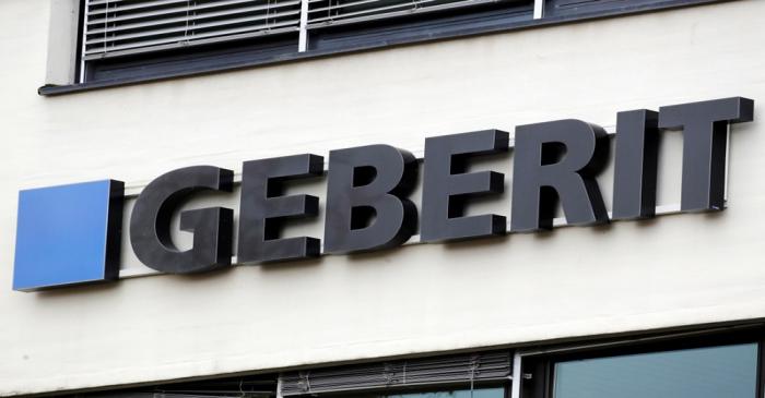 Logo of shower toilet and plumbing supplies maker Geberit is seen in Rapperswil-Jona