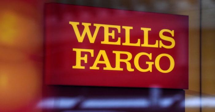 A Wells Fargo logo is seen in New York City