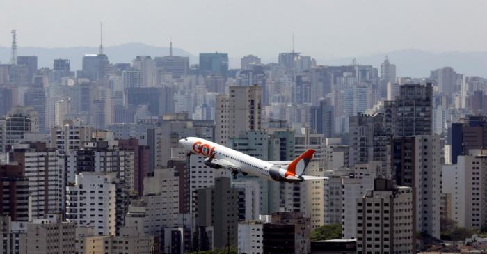 FILE PHOTO: An aircraft of Gol Linhas Aereas Inteligentes SA departs from Congonhas airport in