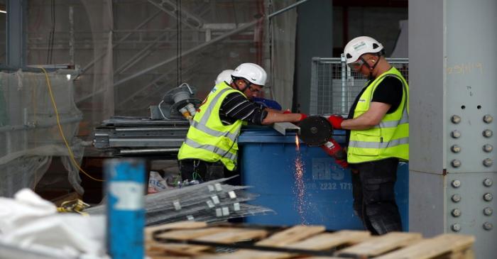 FILE PHOTO: Workers are seen at the construction site of 22 Bishopsgate in London