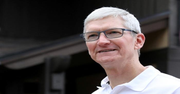 FILE PHOTO: Tim Cook, CEO of Apple, attends the annual Allen and Co. Sun Valley media