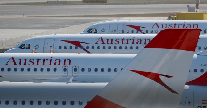 FILE PHOTO: Planes of Lufthansa unit Austrian Airlines are parked at Vienna International