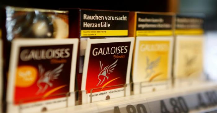 Packs of Gauloises cigarettes are on display in a tobacco shop in Vienna