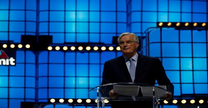 The European Commission Brexit chief negotiator Michel Barnier speaks during the Web Summit in