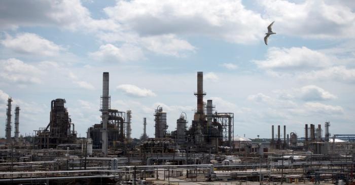 FILE PHOTO: A bird flies above the Philadelphia Energy Solutions plant refinery in Philadelphia