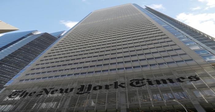 The New York Times building is seen in Manhattan, New York