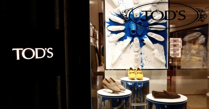 Shoes of Italian luxury shoemaker Tod's are displayed in the window of the company's store in
