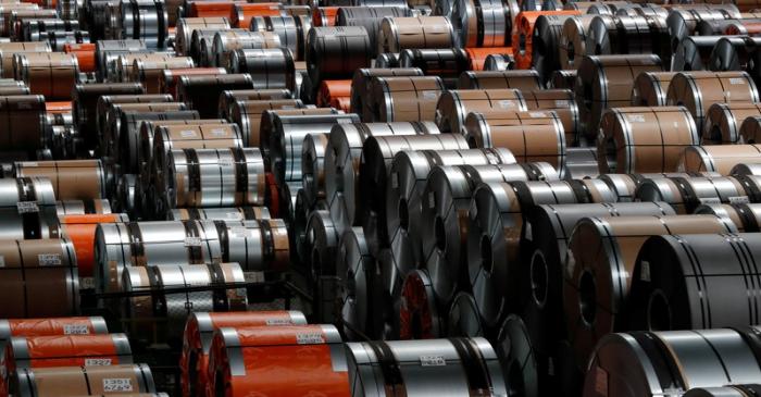 FILE PHOTO: Metal coils are seen at ArcelorMittal steel plant in Ghent