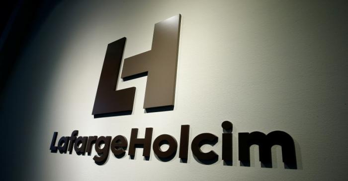 The logo of LafargeHolcim, the world's largest cement maker, is seen in Zurich