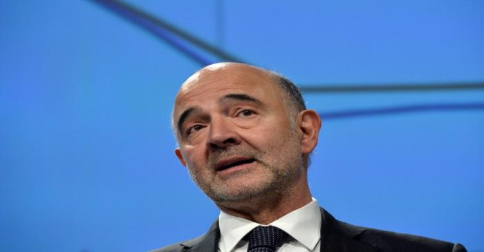 European Commissioner for Economic and Financial Affairs Pierre Moscovici presents the EU