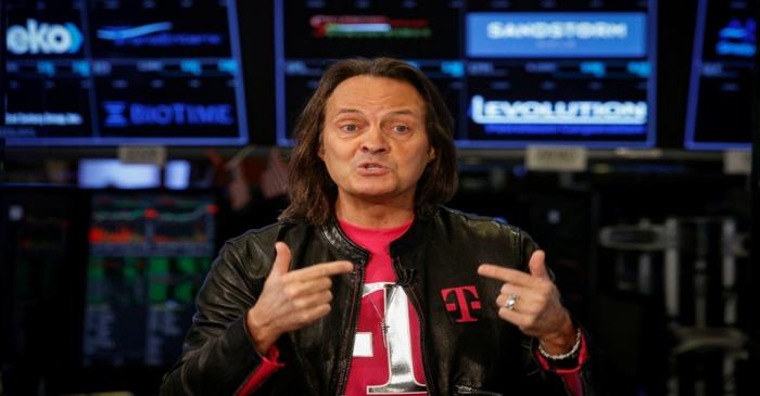 T-Mobile CEO John Legere speaks about his company's merger with Sprint during an interview on