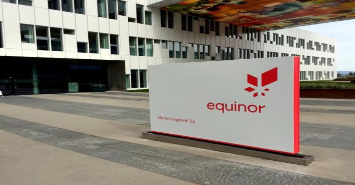 FILE PHOTO: An Equinor sign at the company's headquarters in Norway