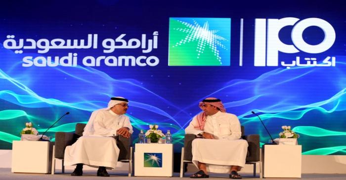 FILE PHOTO: Amin H. Nasser, president and CEO of Aramco, and Yasser al-Rumayyan, Saudi Aramco's