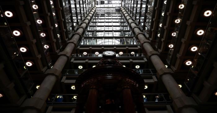 Interior of the Lloyd's of London building is seen in the City of London financial district