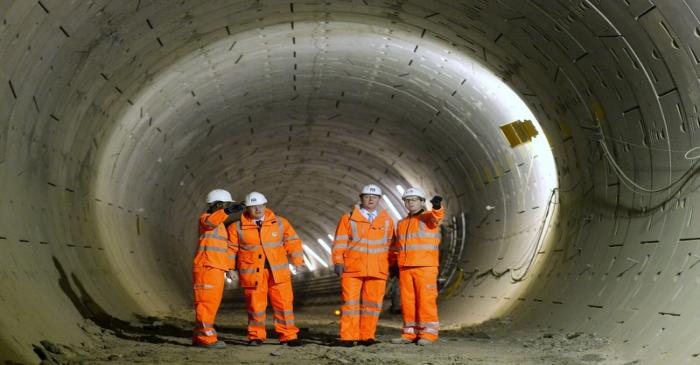 Britain's Prime Minister David Cameron and London Mayor Boris Johnson visit a Crossrail