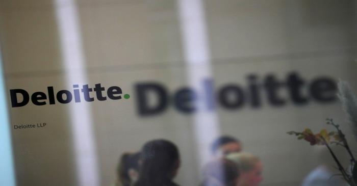 Offices of Deloitte are seen in London